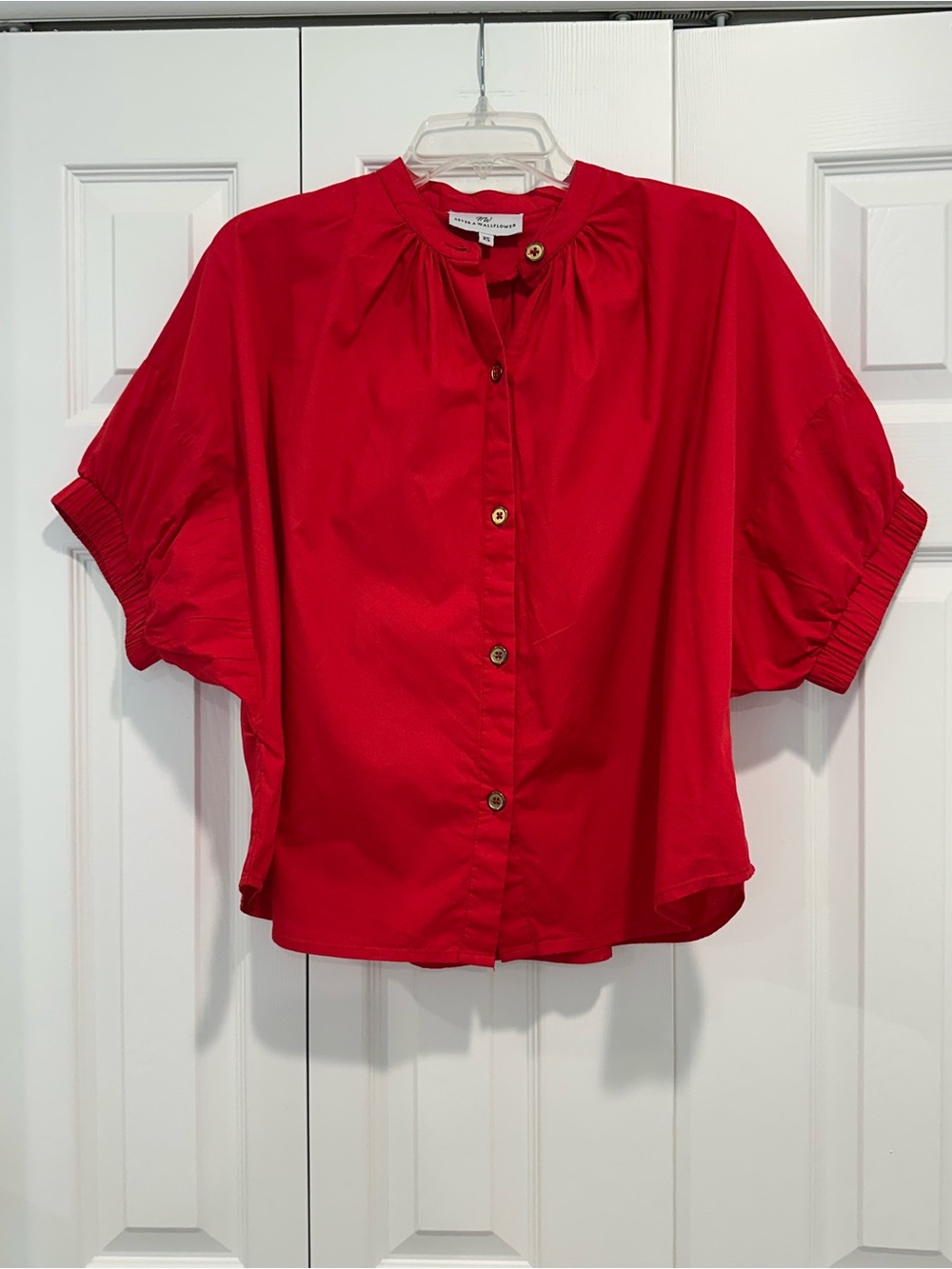 Never a Wallflower Elastic Sleeve Top Red
